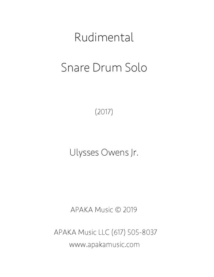 Rudimental: Snare Drum Solo by Ulysses Owens Jr.